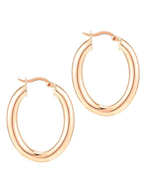 PAVOI 14K Gold Plated Sterling Silver Post Monet Oval Chunky Lightweight Hoop Earrings for Women