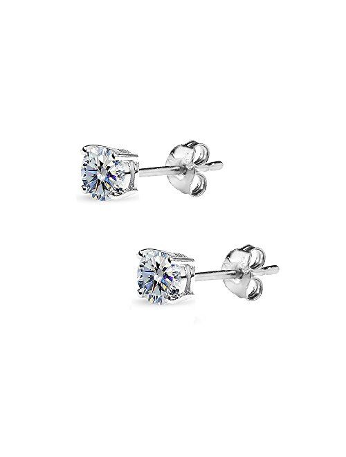 Sterling Silver 4mm Small Stud Earrings Made with Swarovski Crystals