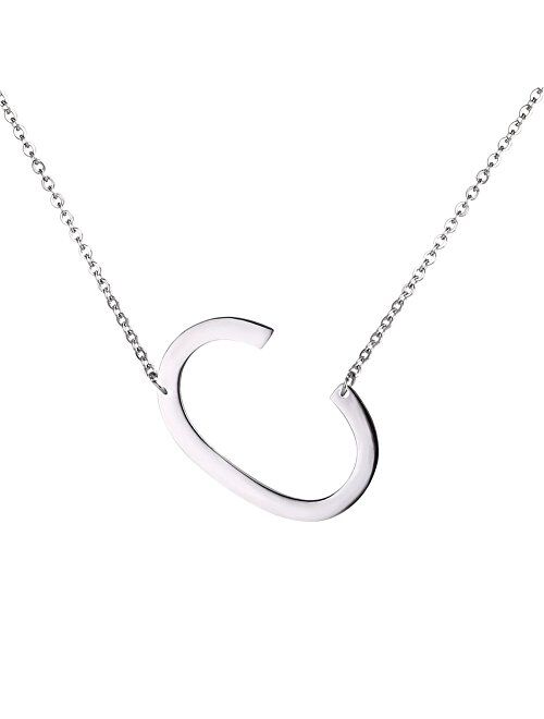 U7 Alphabet Initial Jewelry Women Girls Necklace with Letter A to Z Stainless Steel / 18K Gold Plated CZ Crystal or Statement Sideways Initials Choker Pendant Necklace, G