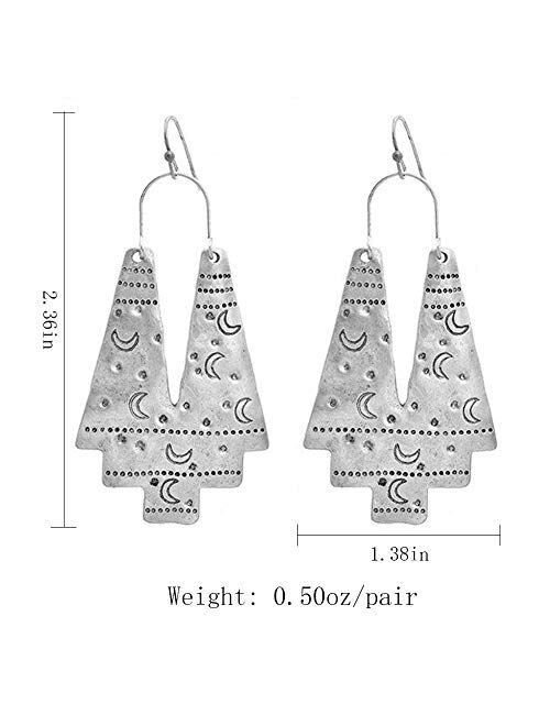 Zealmer Gudukt Boho Ethnic Earrings Hollow Out Fan Shape Geometric Drop Earrings for Women