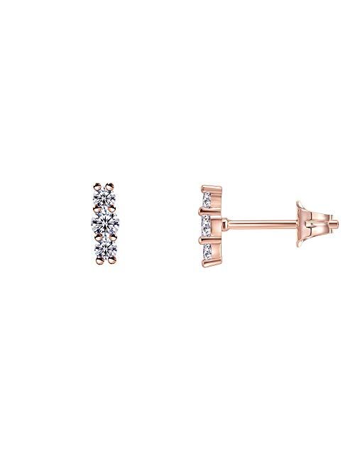PAVOI 14K Gold Plated Sterling Silver Post Sparkling Elegance Cubic Zirconia Bar Earrings | Gold Earrings for Women