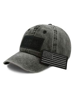 The Hat Depot Cotton & Pigment Low Profile Tactical Operator USA Flag Patch Military Army Cap