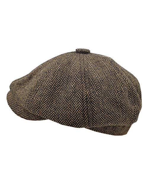 KeepSa Men Visor Woolen Newsboy Beret Caps Outdoor Casual Winter Cabbie Ivy Flat Hat