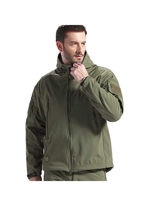 FREE SOLDIER Men's Fleece Lined Softshell Jacket Water Resistant Tactical Jacket