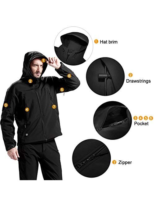 FREE SOLDIER Men's Fleece Lined Softshell Jacket Water Resistant Tactical Jacket
