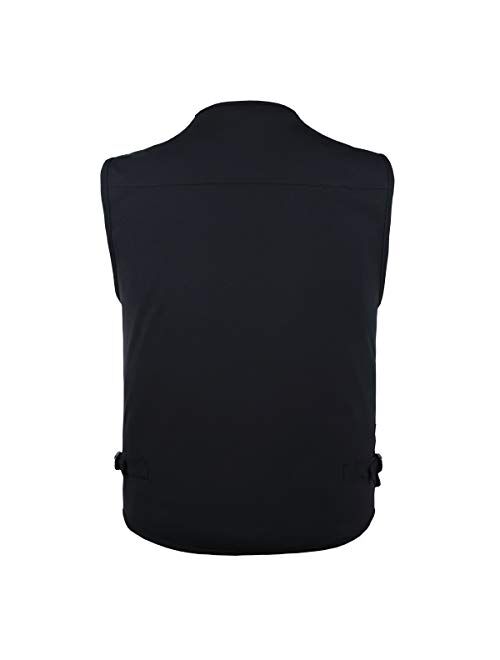 LUSI MADAM Men's Stone Washed Denim Multi-pocketed Fishing Work Outerwear Vest