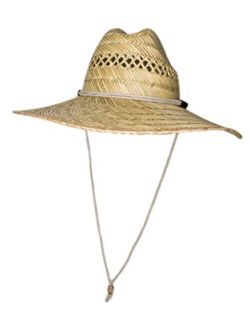 Men's Straw Outback Lifeguard Sun Hat with Wide Brim