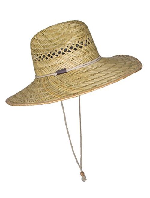 Men's Straw Outback Lifeguard Sun Hat with Wide Brim