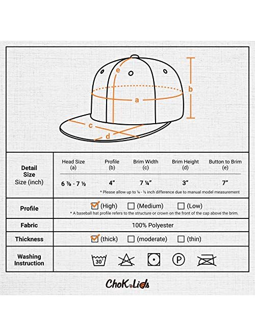 CHOK.LIDS Flat Visor Snapback Hat Blank Cap Baseball Cap