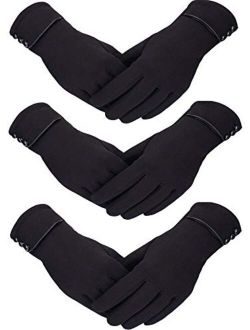 Patelai 3 Pairs Women Winter Gloves Warm Touchscreen Gloves Windproof Gloves for Women Girls Winter Using