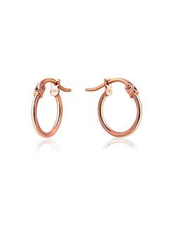 Sterling Silver Thin Lightweight Small Round Tube Hoop Earrings, 12mm-15mm