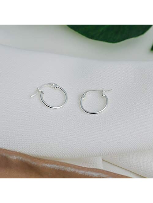 Sterling Silver Thin Lightweight Small Round Tube Hoop Earrings, 12mm-15mm
