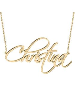 Custom Name Necklace 18K Gold Plated Sterling Silver Personalized Script Nameplate Jewelry Gift for Women