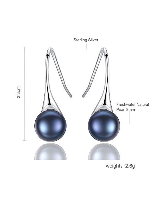 Freshwater Pearl Earrings Dangle Drop Sterling Silver Earrings 8-9mm Cultured Pearl Fine Jewelry for Women Girls