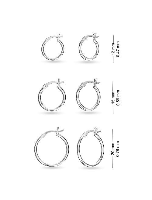 Charmsy Sterling Silver Jewelry Classic Italian Click-Top Hoop Earrings for Girl Teen Women
