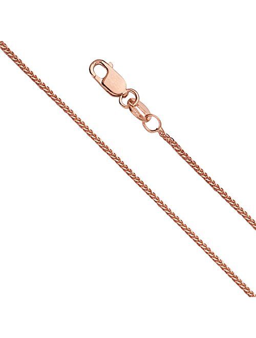 14k REAL Yellow OR White OR Rose/Pink Gold Solid 0.8mm Diamond Cut Braided Square Wheat Chain Necklace with Lobster Claw Clasp