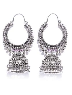 YouBella Fancy Party Wear Jewellery Afghani Kashmiri Jhumka Oxidized Silver Earrings for Girls and Women