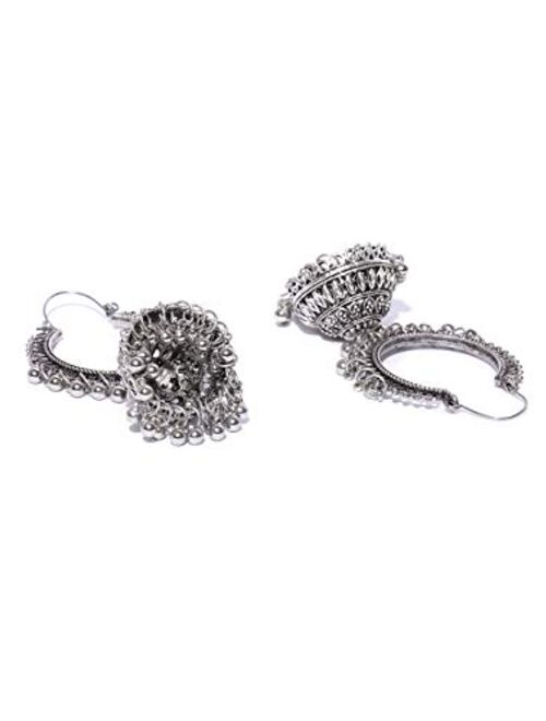 YouBella Fancy Party Wear Jewellery Afghani Kashmiri Jhumka Oxidized Silver Earrings for Girls and Women