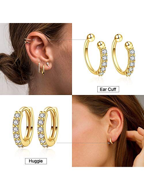 Buy Ldurian Small Hoop Earrings, 14K Gold Plated Huggies 