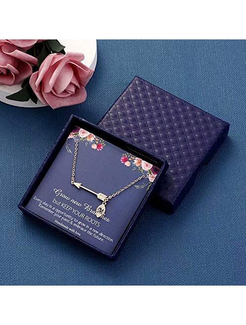 MONOOC Graduation Gifts for Women Necklace, 14K Gold Plated Graduation Necklace Compass Arrow Necklace Dainty Compass Pendant Necklace College Graduation Gifts for Her Hi