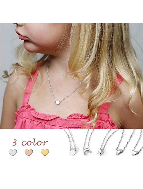 ChicSilver Customizable Tiny Hear/Star/Moon/Dot/Triangle Pendant Necklace,925 Sterling Silver Dainty Personalized Heart Choker Necklace Gift for Women, Silver/Gold/Rose G