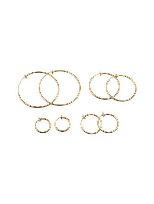 Evelots Clip on Spring Hoop Earrings-Gold/Silver-Comfy Pinch/Nickel Free-4 Sizes