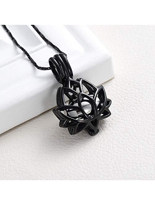 Imrsanl Cremation Jewelry for Ashes - Lotus Flower Ashes Pendant Necklace with Mini Keepsake Urn Memorial Ash Jewelry