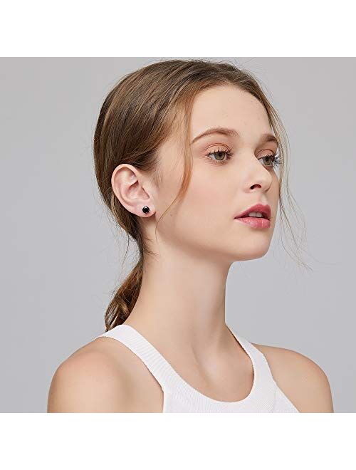Han han Sparkling Cubic Zirconia Stud Earrings 925 Sterling Silver Round Cut CZ Diamond Stud Earrings Nickel-Free Hypoallergenic Earrings for Women Men Unisex Earrings 4M