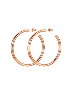 Howoo 14K Gold Plated Chunky Gold Hoops High Polished Gold Hoop Earrings for Women