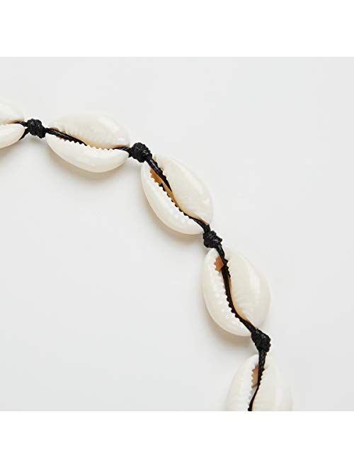 SUNSCSC Handmade Summer Beach Shell Conch White Velvet Rope Choker Necklace Adjustable Conch Shell Necklace Jewelry