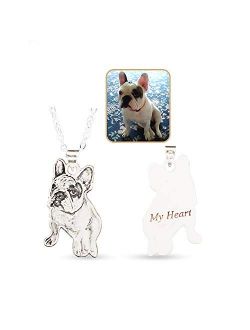 Personalized Pet/Cat/Dog Photo Necklace 925 Sterling Silver Pendant Chain Custom Picture Necklaces Handmade Gift for Women/Girls/Wife/Mother