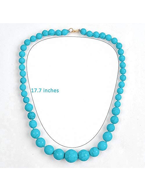 Jane Stone Round Beads Turquoise Necklace Bib Chunky Fashion Jewelry