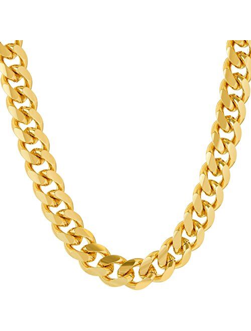 LIFETIME JEWELRY 9mm Cuban Link Chain Necklace for Men & Women 24k Gold Plated