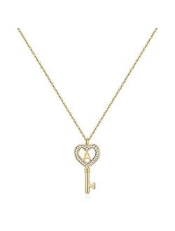 MONOZO Initial Necklacefor Women Gold, 14K Gold Plated Letter Charm Necklaces Cubic Zirconia Pendant Key Initial Necklace for Women Her Teen Girls Birthday