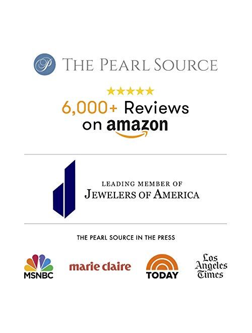 The Pearl Source Freshwater Cultured Pearl Earrings for Women Sterling Silver Dangle Earring with Cubic Zirconia