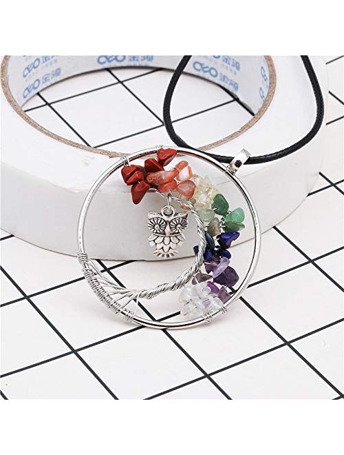 Joya Gift Tree of Life Keychain Natural Crystal Stone Handmade DIY Keychain Charm Pendant Necklace