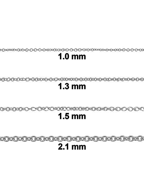 14k Yellow Gold Filled or White Gold Filled 1 mm, 1.3 mm, 1.5 mm or 2.1 mm Cable Pendant Chain Necklace