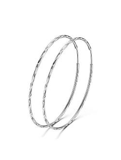 POPLYKE 925 Sterling Silver Circle Endless Hoop Earrings for Women Girls 20 30 40 50 60mm