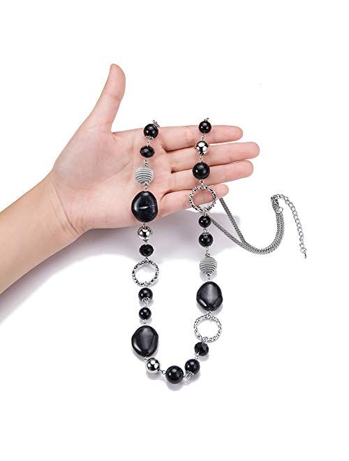 PEARL&CLUB Long Beaded Necklaces for Women - Sweater Chain Fashion Jewelry Necklace Gifts for Women