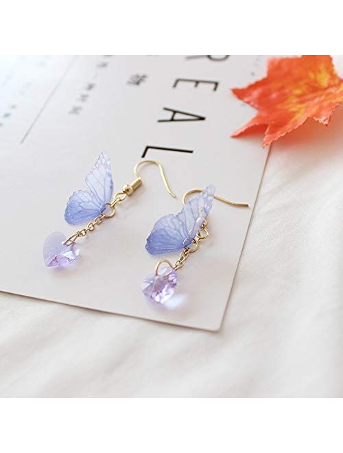 Butterfly Wing Earrings with Long Dangle, Easy Match to Butterfly Dress, White T-shirt for Daily Wearing, Vacations or as a Mom Daughter Gifts