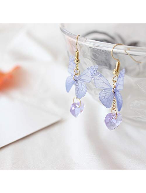 Butterfly Wing Earrings with Long Dangle, Easy Match to Butterfly Dress, White T-shirt for Daily Wearing, Vacations or as a Mom Daughter Gifts