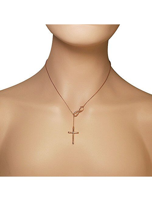 925 Sterling Silver Infinity Cross Necklace For Women - Modern Cross And Infinity Necklace - Infinity Love Cross Pendant In 3 Color Styles - Religious Jewelry with Adjust