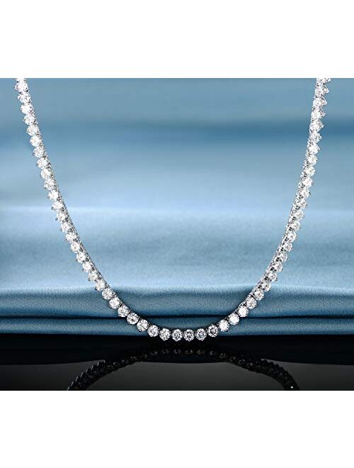 GMESME 18K White Gold Plated Cubic Zirconia Classic Tennis Necklace 18 Inch