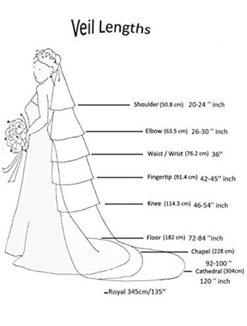 Nicute Wedding Bride Veil White Chapel Waist Length Pearl Bridal Hair Accessories with Comb and Rhinestone Edge 1 Tier 35 Inches