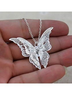 JESMING Silver Lovely Butterfly Pendant Necklace Jewelry for Women Girls Kids, Pendant Chain Necklace 20+2 inch Women Jewelry