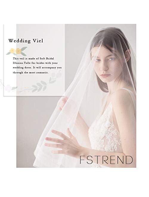Fstrend Bride Wedding Veil White Bridal Tulle Veils Waist Length Horsehair Hair Accessories for Women and Girls