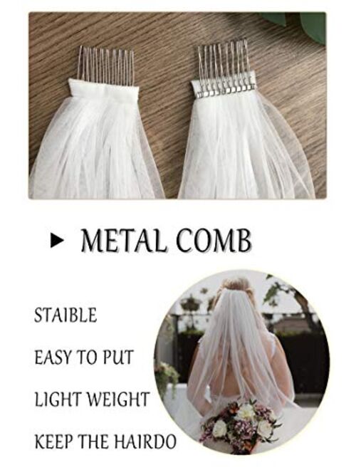 Wedding Bridal Veil with Comb 1 Tier Lace Applique Edge Fingertip Length Veil 36