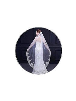 Buy Aukmla Wedding Bridal Veils Beautiful Long Veil with Lace and 