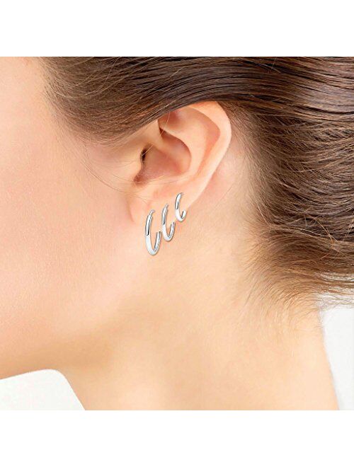 Silverline Jewelry 3 Pairs Sterling Silver 10mm 12mm 14mm Small Endless Continuous Unisex Hoop Earrings for Cartilage Nose and Lips