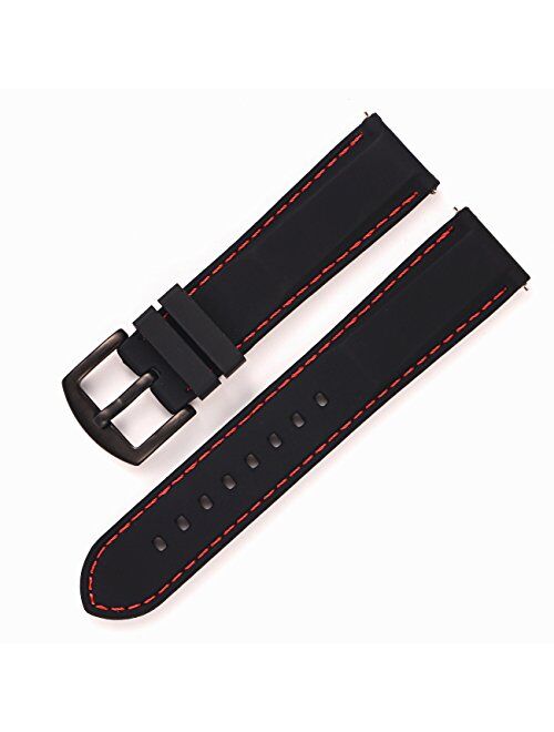 Carty Quick Release Watch Straps (20mm or 22mm) - Soft Silicone Rubber Replacement Watch Band